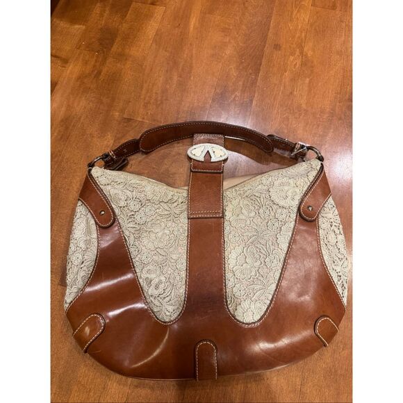 Vintage authentic Valentino, lace and leather shoulder bag rare - Picture 7 of 11